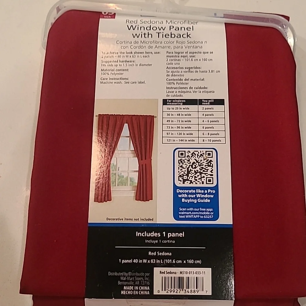 Mainstays window panel with tie back